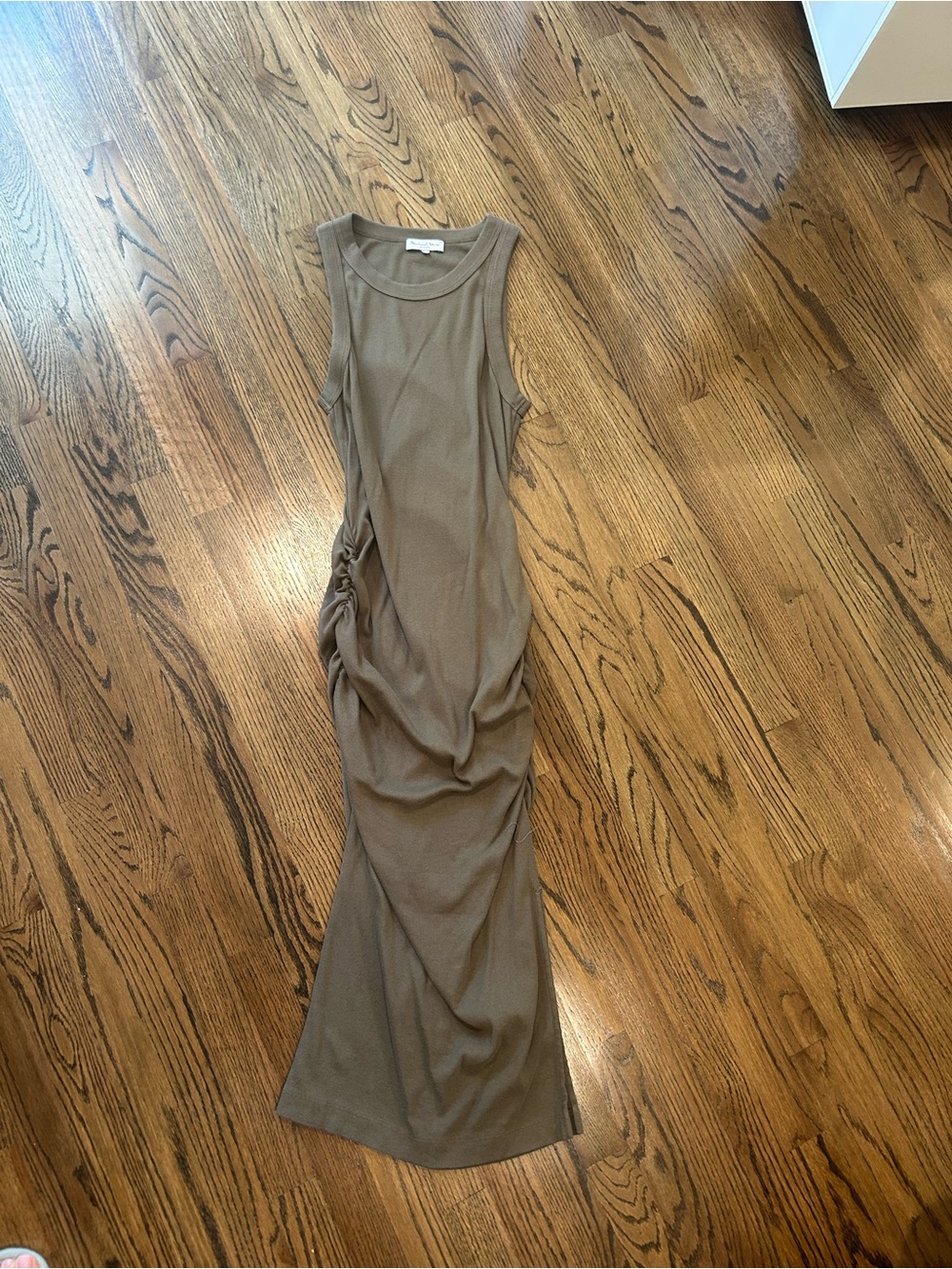 Michael Stars Olive Green Sleeveless Maxi Ruched Dress